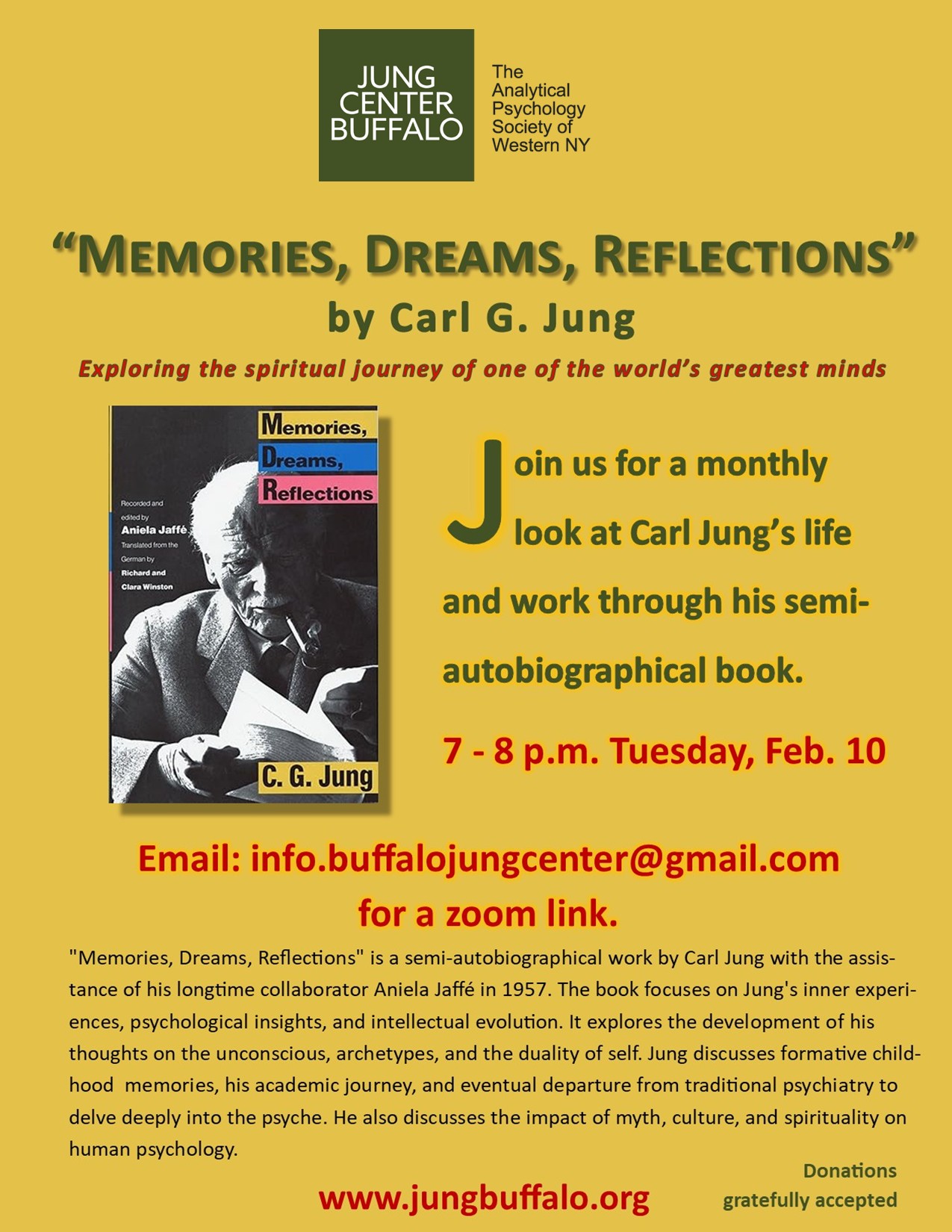 "MEMORIES, DREAMS, REFLECTIONS" Book study Image